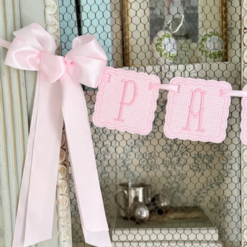 Pink Windowpane Scalloped Name Banner – Little Happies