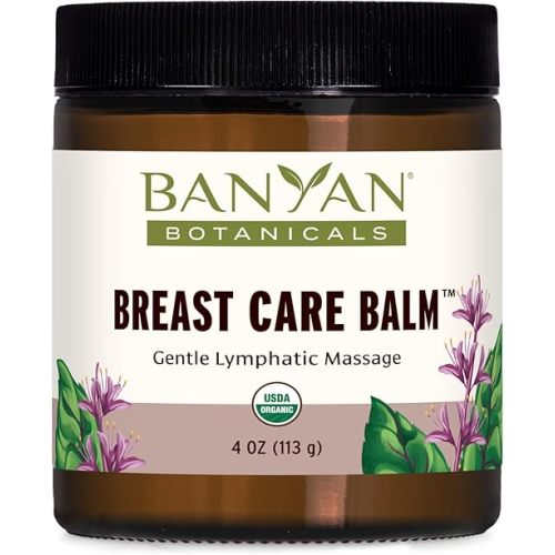 Banyan Botanicals Breast Care Balm – Organic Herbal Salve with Tulsi & Palmarosa – for Lymph Massage & Breast Health – Promotes Healthy Circulation – 4 oz – Non GMO Sustainably Sourced Petroleum Free