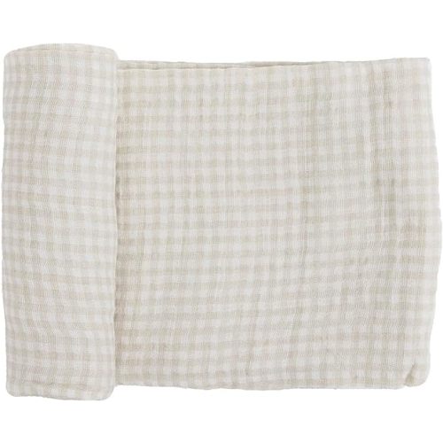 Little Unicorn Premium Cotton Swaddle Baby Blanket | Breathable Fabric | for swaddling, Play, Nursing & More (Tan Gingham)