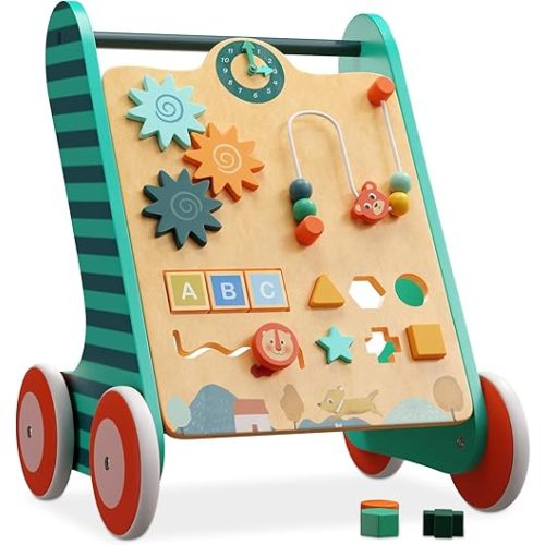 Wooden Baby Walker, Toddler Push Walker, Baby Activity Center, Walking toys for 1 year old, Push and Pull Learning Activity Walker, Baby Push Toy for Girls & Boys.