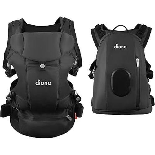Diono Carus Complete 4-in-1 Baby Carrier with Detachable Backpack, Front Carry & Back Carry, Newborn to Toddler up to 33 lb / 15 kg, Gray Dark