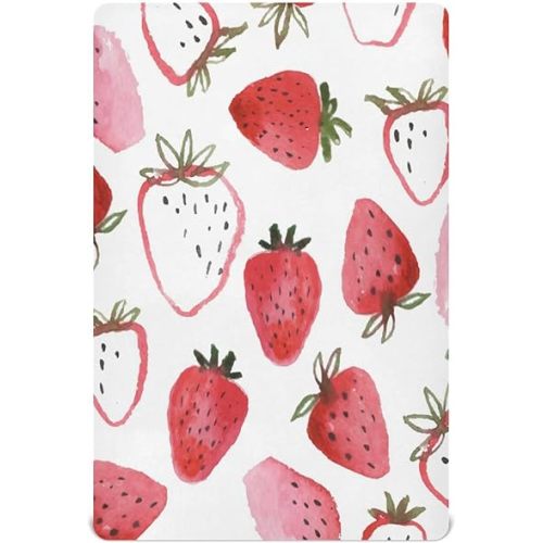 ATTX Fitted Crib Sheet Watercolor Strawberries Baby Sheets for Standard Crib Toddler Mattress Cover, Soft Microfiber Breathable Mattress Cover,28" x 52" x 9"
