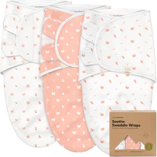 KeaBabies 3-Pack Organic Baby Swaddle Sleep Sacks - Swaddles for Newborns, Infant 0-3 Months, Baby Girls, Boys, Soft & Snug Newborn Sleep Sack, Nursery Swaddling Blankets (Butterflies)