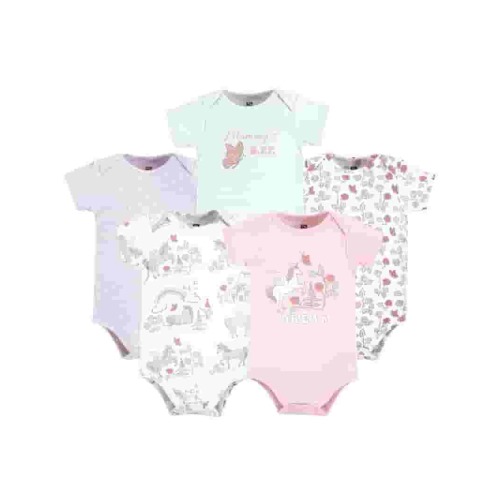 Hudson Baby Bodysuits 5-Pack 6-9 Months, Cotton, Soft & Comfortable