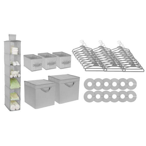 Delta Children Nursery Storage 48 Piece Set - Easy Organization Solution, Dove Grey