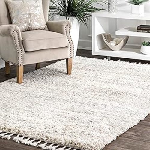 Amazon.com: nuLOOM Neva Modern Tasseled Shag Area Rug, 5x8, Ivory : Home & Kitchen