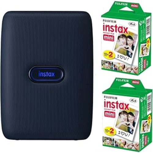 Fujifilm Instax Mini Link Smartphone Printer (Space Blue) + Fuji Instax Mini Film (40 Sheets) - Instax Mini Link Printer Bundle