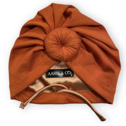Adjustable Satin Lined Turban-Rust – Aarin & Co.