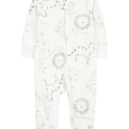 Ivory Baby Animal Print Zip-Up Cotton Sleep & Play Pajamas | carters.com