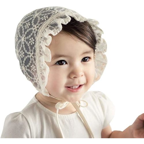 Baby Girl Toddlers Breathable Lacy Bonnet Eyelet Cotton Adjustable Sun Protection Hat