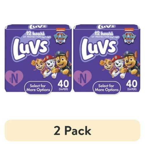 (2 pack) Luvs Diapers Size Newborn, 40 Count (Select for More Options)