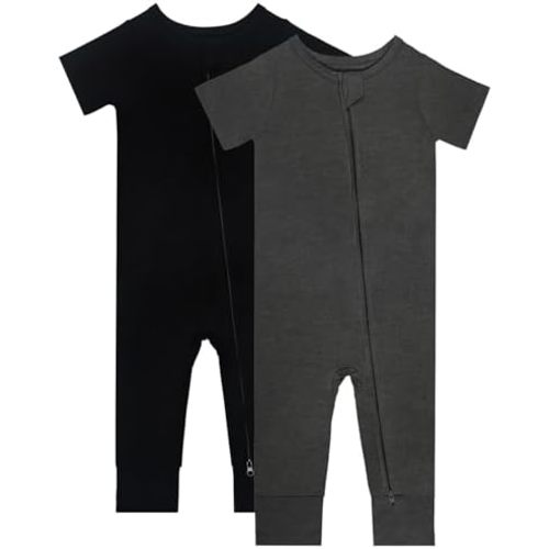 Baby Pajamas Summer Short Sleeve 2 Way Zipper Footless Rompers 0-24 Months