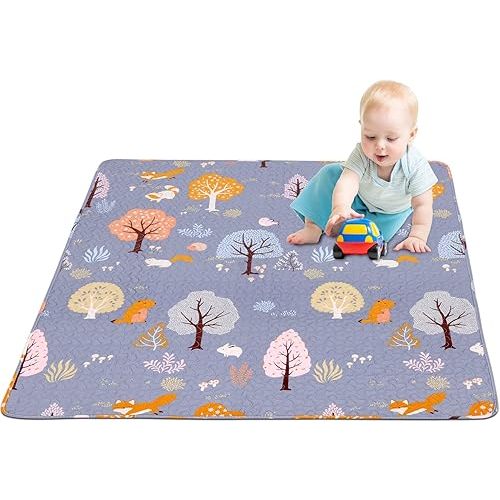 50 x 50 Play Mat for Baby Playpen Tummy Time Mat, Non-Slip Washable Baby Playpen Mat, Baby Crawling Mats for Floor, Portable Travel Large Play Mats for Toddlers and Infants