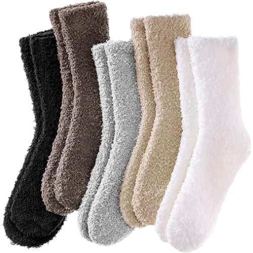 Josnown Fuzzy Socks for Women Cozy Soft Fluffy Slipper Warm Winter Plush Sleep Socks Christmas Gifts for Women