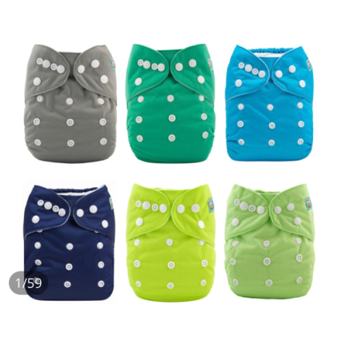 6-Pack Baby Cloth Diapers with 6 Microfiber Inserts - One Size Adjustable & Reusable Pocket Diapers for Infants & Toddlers