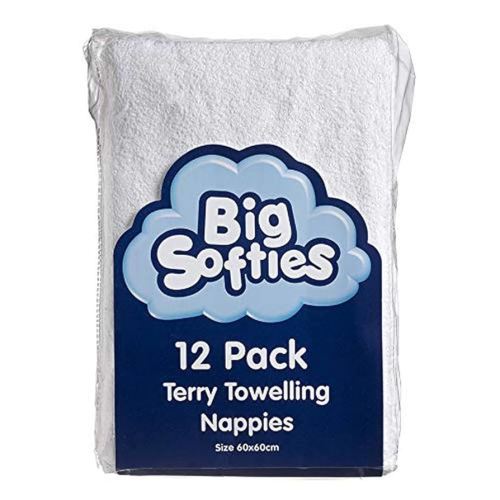 Big Softies Towelling Cotton Nappies 12 Piece Set, White, 12 Count : Amazon.com.au: Baby