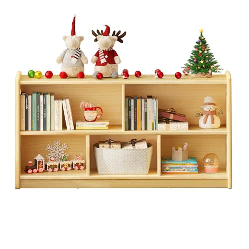 ONBRILL 2-Tier Wood Montessori Cabinet for Kids, Toddler Room Book Shelves Toy Organizers and Storage, Small Book Shelf Storage for Baby Children, Furniture of Classroom, Nursery, Playroom