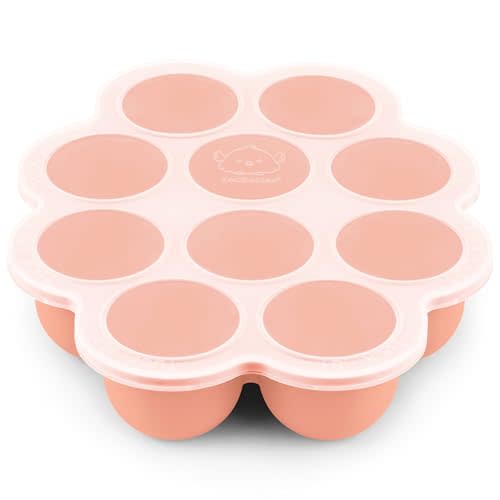 KeaBabies Silicone Baby Food Freezer Tray with Clip-on Lid, 2oz x 10 Pods Baby Food Freezer Molds, Breast Milk Freezer Tray, Dishwasher, Microwave, BPA-Free Baby Food Storage Tray (Roseate)