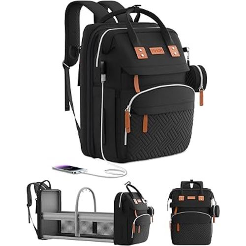 Diaper Bag Backpack with Changing Station, Large Diaper Bag, Baby Bag, Multifunctional Diaper Bag, Black