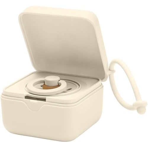 BIBS Pacifier Box with Loop for Storing & Carrying Soothers | 100% BPA Free Material | Designed & Made in Denmark | Ivory