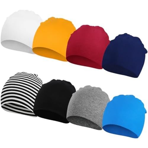 DRESHOW BQUBO 8 Pack Unisex Baby Beanie Hat Infant Baby Soft Cute Knit Cap Nursery Beanie