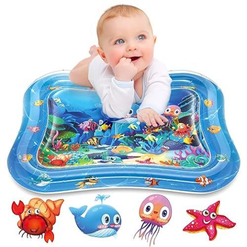 Infinno Inflatable Tummy Time Mat Premium Baby Water Play Mat for Infants and Toddlers Baby Toys for 3 to 24 Months, Strengthen Your Baby's Muscles, Portable - Blue