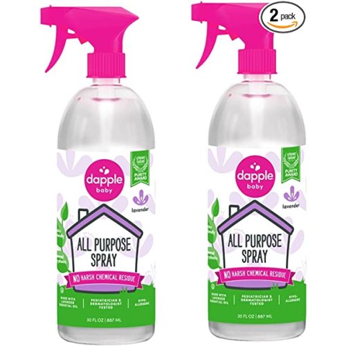 Dapple Baby All Purpose Cleaning Spray, Plant-Based, Hypoallergenic, 1 Pump Included, Lavender, 30 Ounce (Pack of 2) - 30 Fl Oz (Pack of 2)