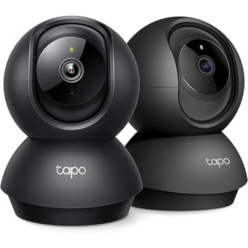 Tapo TP-Link 2K Pan/Tilt Indoor Security Camera for Baby Monitor, Pet Camera, Motion Detection & Tracking, 2-Way Audio, Cloud & SD Card Storage, Works w/Alexa & Google Home, Black, C211(2-Pack)