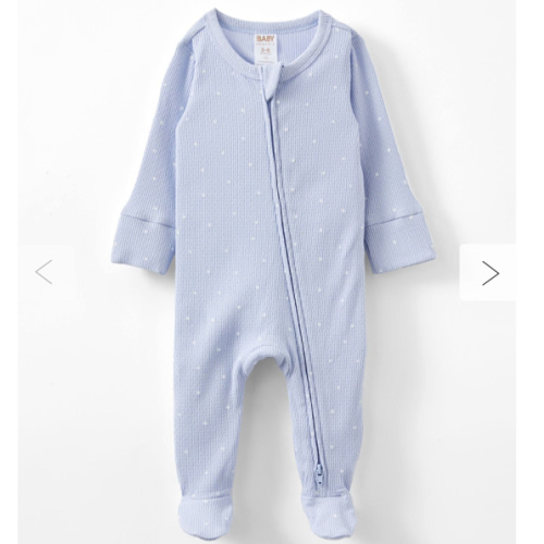 Organic Pointelle Zip All In One Romper - Periwinkle