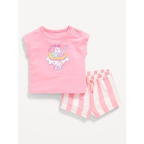 Logo-Graphic Top and Shorts Set for Baby