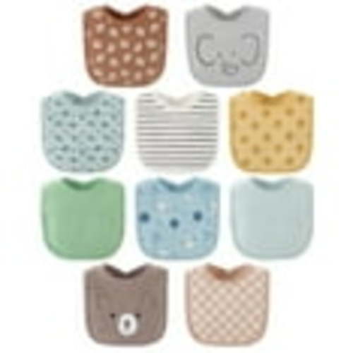 The Peanutshell Soft Neutral Terry Baby Bib 10 Pack Set, Feeding, Teething, Drooling,