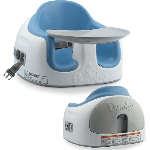 Bumbo 3-in-1 Baby Multi Seat Booster with Feeding Tray, 6-36 Months Old, Powder Blue - High Chair and Floor Seat Accessory for Babies, Infants, and Toddlers