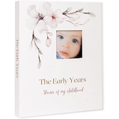 Modern Neutral Keepsake Baby Memory Book for Baby Girl or Boy - Journal Scrapbook Photo Album, Milestones Stickers, Clean Touch Ink Pad, Baby Keepsake Envelope - Everlasting Baby Memories up to Age 5