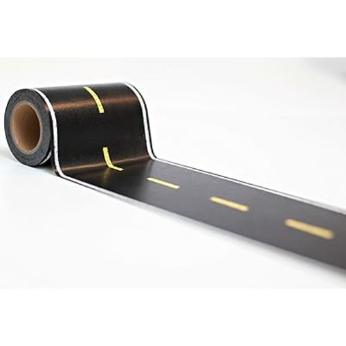 Extra Long and Wide! 3.5 in x 50 ft, Toy Car Road Tape Track for Kids, Great Accessory to Die Cast Cars and Train Sets. Sticker with Printed Street to Play on Floors.