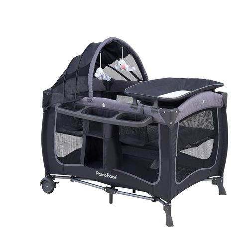 Pamo Babe Portable Baby Playard with Canopy Nursery Center Play Yard with Bassinet & Changing Table
