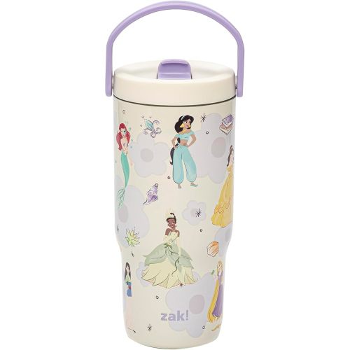 Zak Designs Disney Princess Siply Sutton Tumbler For School or Travel, 20oz Durable Stainless Steel Water Bottle With Leak-Proof Flip-Up Straw, BPA Free (Ariel, Belle, Jasmine, Mulan, Rapunzel, Tiana)