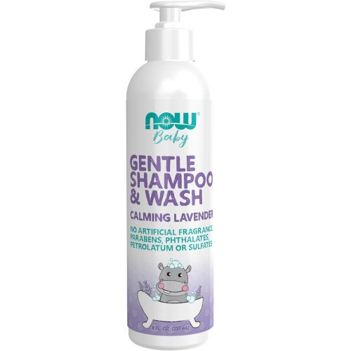 NOW Foods Baby, Gentle Shampoo and Wash, Calming Lavender, Paraben Free, 8 Fluid Ounces