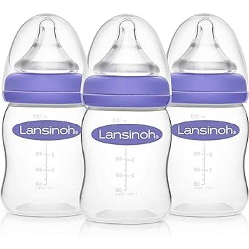 Lansinoh Baby Bottles for Breastfeeding Babies, 5 Ounces, 3 Count, Includes 3 Slow Flow Nipples (Size 2S)