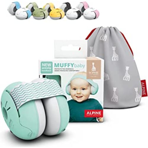 Alpine Muffy Baby Ear Protection for Babies and Toddlers up to 36 Months - CE & ANSI Certified - Comfortable Baby Headphones Against Hearing Damage & Improves Sleep - Official Sophie La Girafe Edition