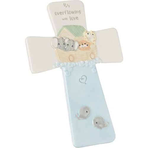 Precious Moments 193432 Overflowing with Love Noah's Ark Ceramic Cross, Multicolor