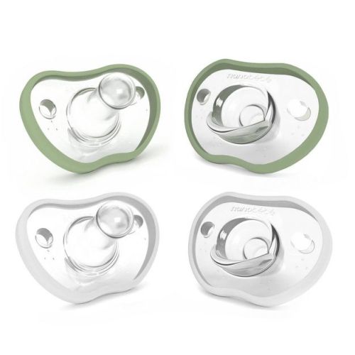 Nanobebe Flexy Silicone Pacifier 0-3 Months - Sage/white - 4pk