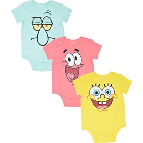 Nickelodeon Spongebob Squarepants Baby Boys 3 Pack Bodysuits