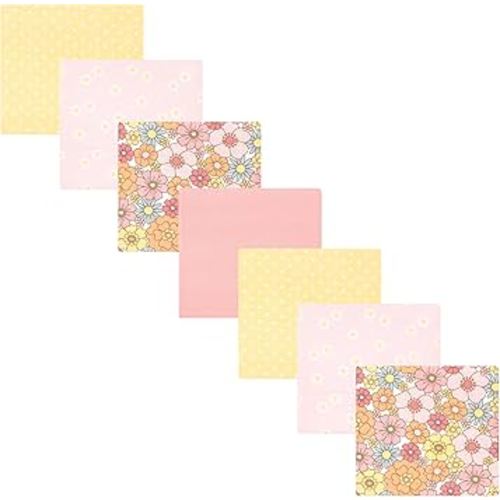 Hudson Baby Unisex Baby Cotton Flannel Receiving Blankets Bundle, Peace Love Flowers, One Size
