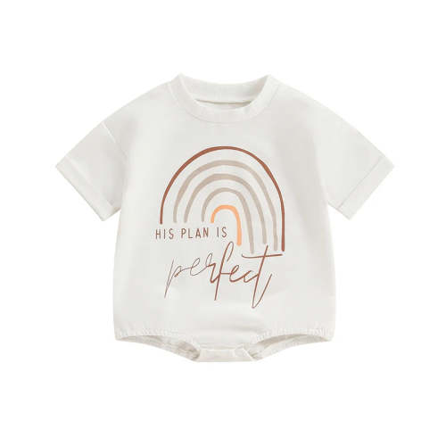 His Plan Is Perfect Romper Short Sleeve Crew Neck Rainbo – August + Willow