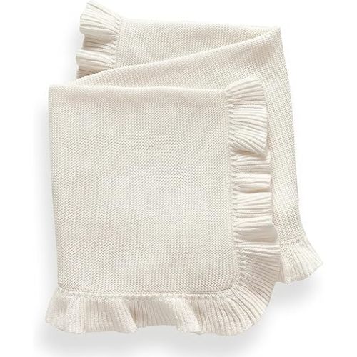 Knit Baby Blanket – 30"x40" Baby Blanket for Newborn Girl and Boy – Receiving Swaddle Blanket– Soft Knitted Baby Blanket – Baby Gifts for Baby Shower (White)