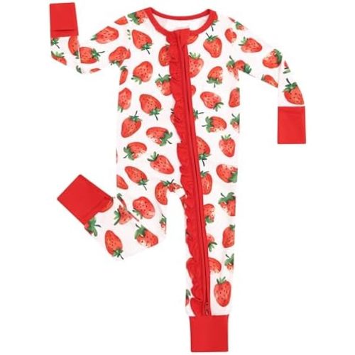 Baby Girl Romper Long Sleeve Jumpsuit Infant Zipper Outfit Toddler One Piece Clothes, Viscose Made from Bamboo