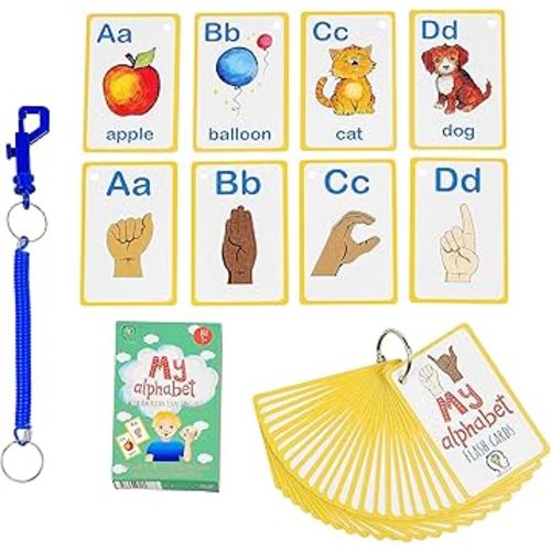 My ASL Alphabet Flash Cards 26 Alphabet Toddlers American Sign Language Flash Cards Set, Learn ASL and it’s a First Alphabet Flash Cards