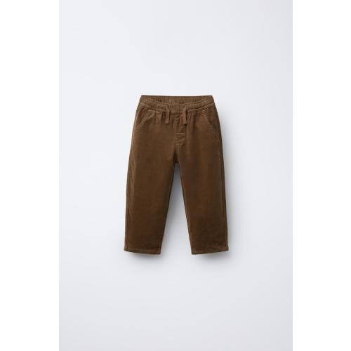 LINED FINE-WALED CORDUROY PANTS - taupe brown | ZARA United States