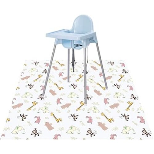 Baby Splat Floor Mat for Under High Chair/Arts/Crafts by CLCROBD, 51" Waterproof Anti-Slip Food Splash Spill Mess Mat, Washable Floor Protector Mat and Table Cloth
