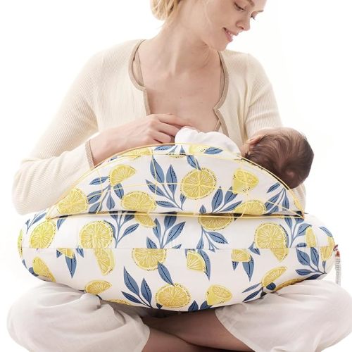 Momcozy Pioneering Safety Fence Nursing Pillow for Breastfeeding- Wider Feeding Pillows for More Support for Mom & Baby- Easier Nursing & Hand Free- Fit for All, Removable Cotton Cover
